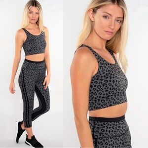 Anthropologie ALLFENIX Sports Bra Legging 2Pc Set Size S Gray/'Black Longline